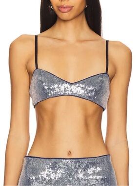 Camila Coelho Silver Sequin Bralette